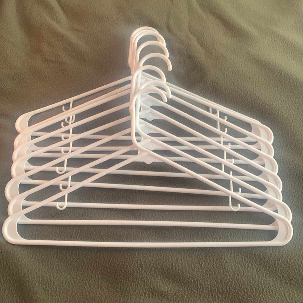 EUC white plastic tube hangers. Set of 15. Size approximately 16 1/2” x 9 3/4” - Picture 2 of 9